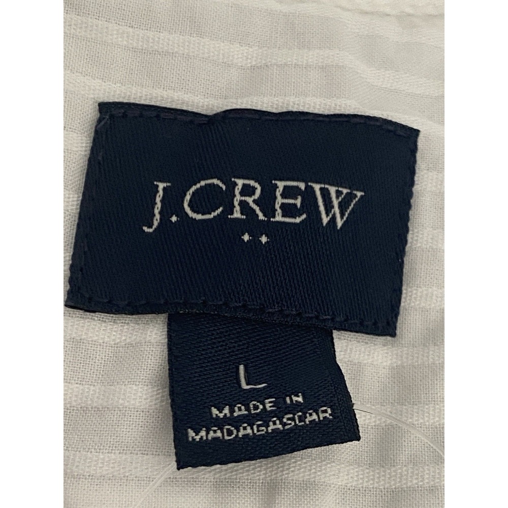 NWT J.Crew Camp Shirt Textured White Cotton Short Sleeve Preppy Men's Size L - Picture 5 of 8